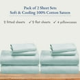 thumbnail image 6 of California Design Den, 100% Cotton, 2 Packs of 4-Piece Queen Size Sheet Set, Seafoam, 6 of 7