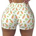 thumbnail image 2 of Rateoe Vegan Fruit Carrot Printed Power Workout Shorts for Women Tummy Control Squat Proof Ribbed Thick Seamless Scrunch Active Short-Medium, 2 of 8