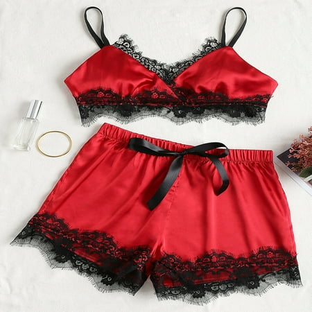 

Women Summer Lace Satin Sexy Lingerie Pajamas Homewear