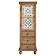 thumbnail image 6 of GDF Studio 54" Rustic Tall Narrow Storage Cabinet, Cutout Floral Door and 3 Drawers, Living Room, Kitchen, Natural, 6 of 9