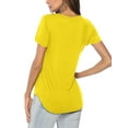 thumbnail image 3 of JYLFC Women T-Shirts Short Sleeve Tee V Neck Loose Tops Solid Tunic, Yellow XL, 3 of 6