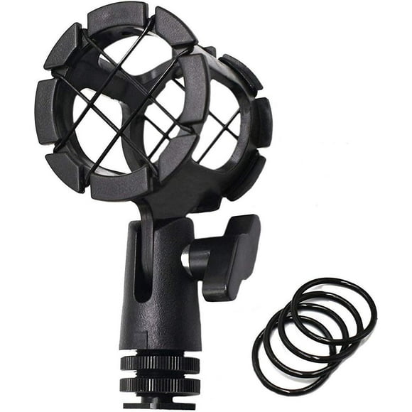 Microhone Shock Mount Holder Mic Cradle with Cold Shoe for Boompoles, for Shotgun Mics, Compatible with Rode NTG1, NTG2, NTG3, for Sennheiser ME66, for Audio-Technica AT897 etc
