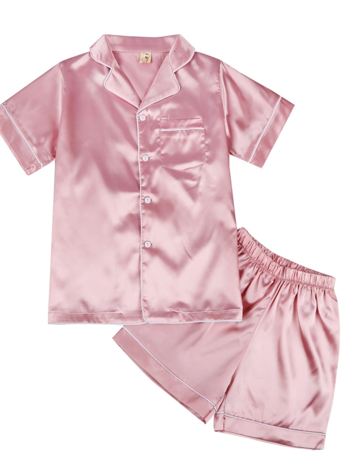 kids boy girl Silk Satin Nightwear Pajamas Set Sleepwear Short Sleeve Loungewear 