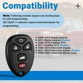 thumbnail image 2 of Remote Key Fob Replacement Compatible with 2006-2013 Chevy Chevrolet Impala/, 2 of 5