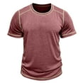 thumbnail image 5 of IWRICH Men's Basic Plus Size T Shirt Short Sleeve Crew Neck Soft Fitted Elastic Tees Classic Tshirts Brick Red M, 5 of 7