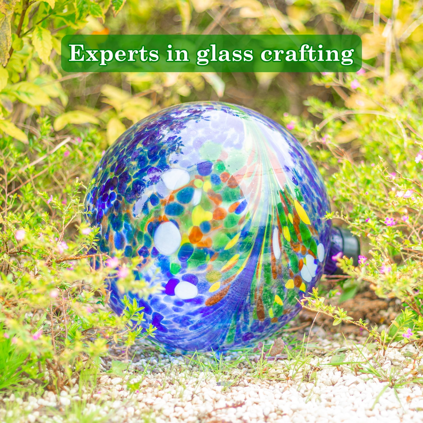 MUMTOP Gazing Ball 10 inch Colorful Glass Gazing Ball for Garden Decor