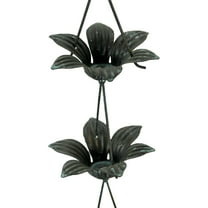 Zeckos Verdigris Finish Metal Lily Flower Rain Chain Attached Hanger 48 inch
