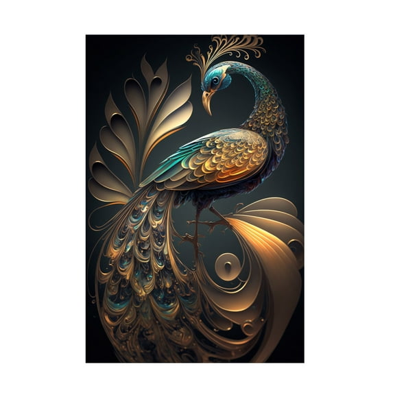 Canvas Wall Art - Ray Heere 'Proud Peacocks 33' Wall Art for Living Room, Bedroom, or Office DÃ©cor by Trademark Fine Art - 12 x 19 Inches