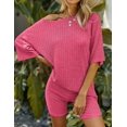 thumbnail image 5 of Avidlove Women Pajamas Set Ribbed Knit Lounge Sets T-shirt with Biker Shorts Matching Outfits Loungewear Sweatsuits, 5 of 6