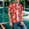 thumbnail image 6 of Zufioo Rose Flowers Print Men's Baseball Short Sleeve, Moisture Wicking Button-Down Hip Hop Tee-Large, 6 of 7