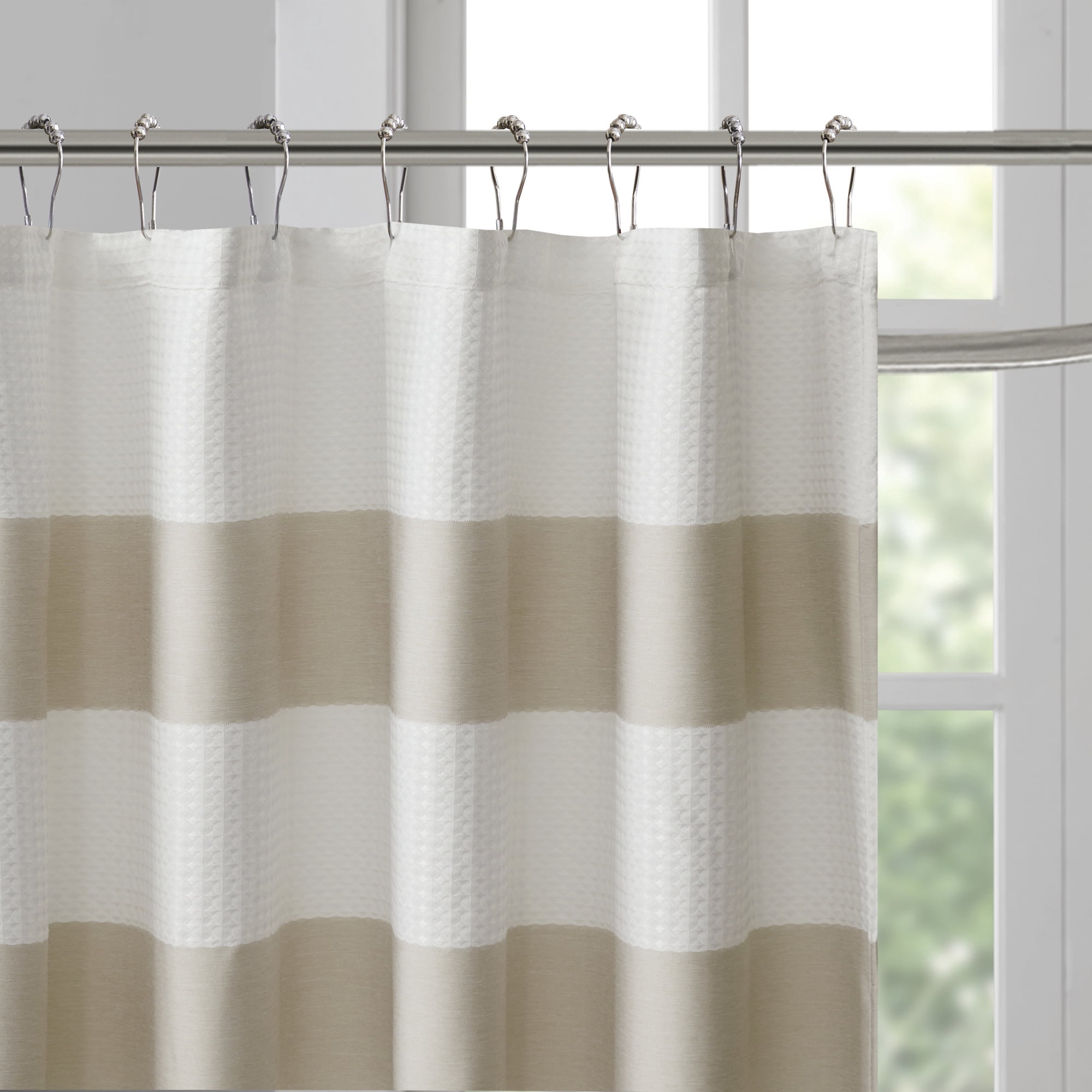 Home Essence Spa Waffle Shower Curtain with 3M Treatment, Taupe