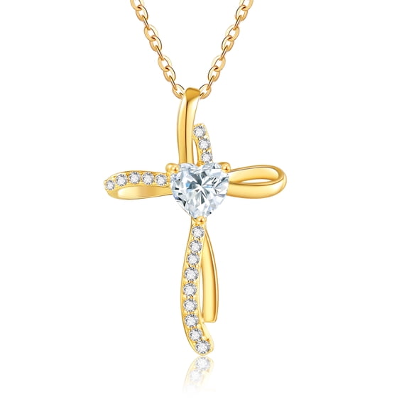 14K Gold Cross Necklace for Women 14K Moissanite Necklace Solid Gold Cross Jewelry Gifts for Her