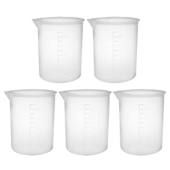 5 pcs Measuring Cup Labs PP Graduated Beakers 250ml