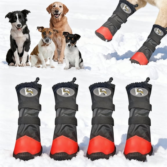 All Weather Protective Pet Boots with Sole and Reflective Strips for Outdoor Walking Hiking Running on Terrains