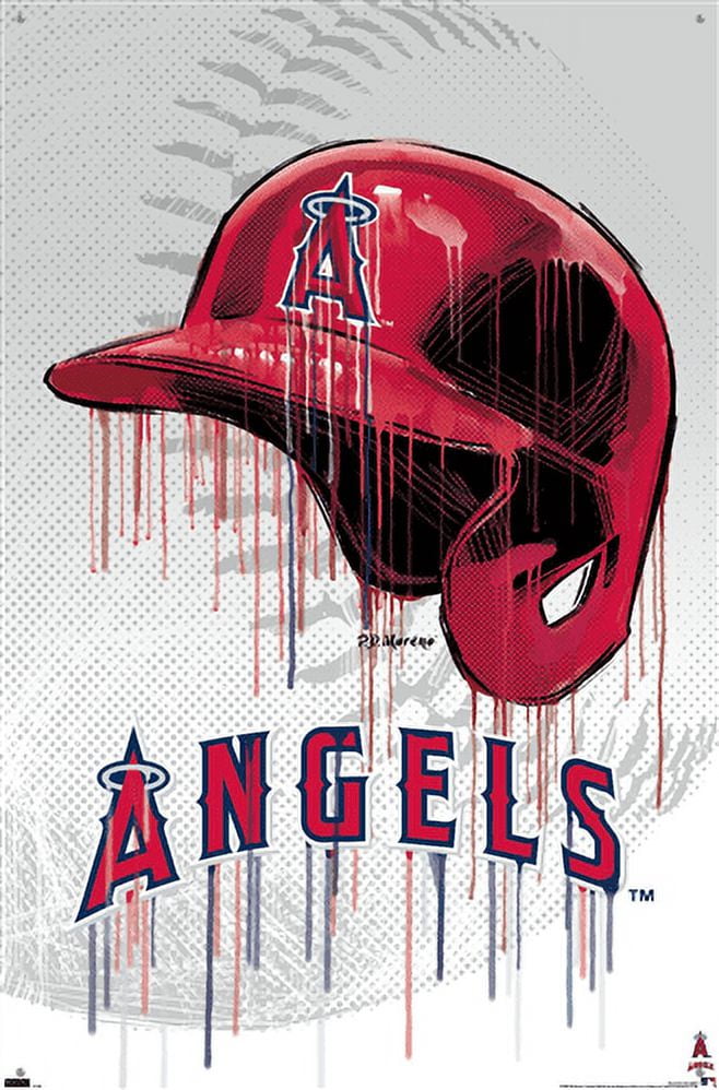 MLB Los Angeles Angels - Drip Helmet 22 Wall Poster with Pushpins, 22.375" x 34"