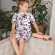 thumbnail image 4 of Balery Violets Flowers Conjunto de Pijama Infantil de Manga Corta con Estampado – Ropa de Dormir de Algodón Suave-Large, 4 of 6
