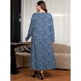 thumbnail image 7 of SHOWMALL Women's Plus Size Long Sleeve Maxi Dress with Pockets - Soft Casual Loose Floral Long Boho Dress, 7 of 7