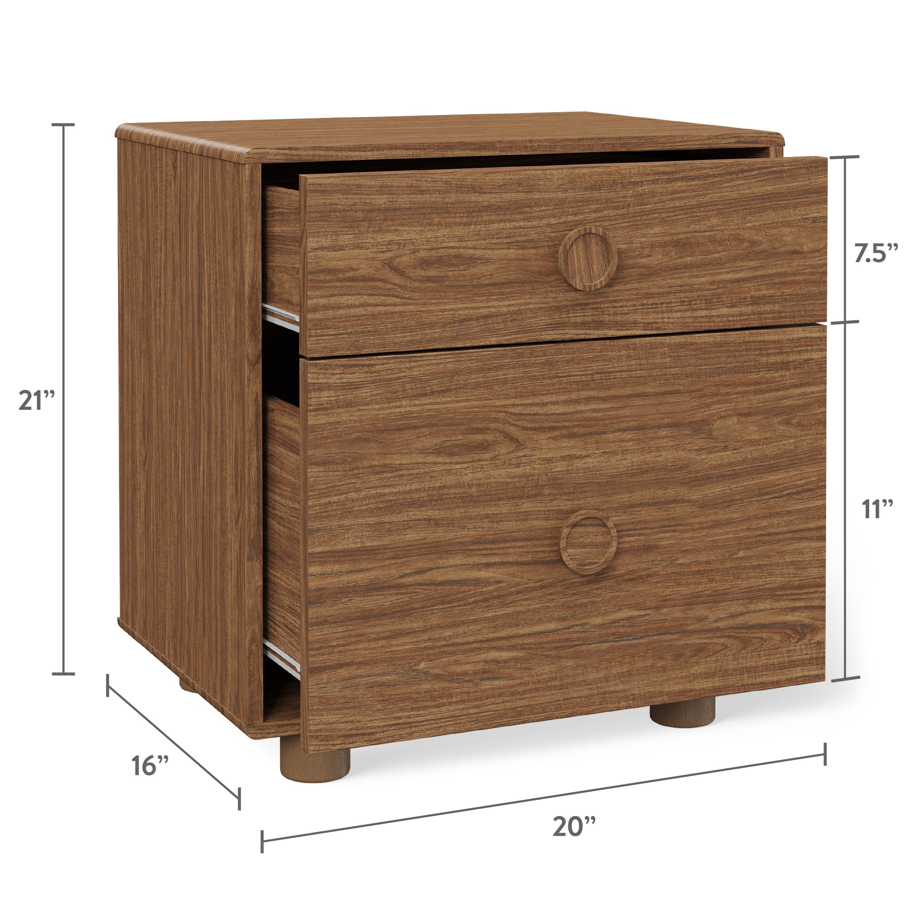 Mainstays Kids Two Drawer Nightstand, Warm Walnut