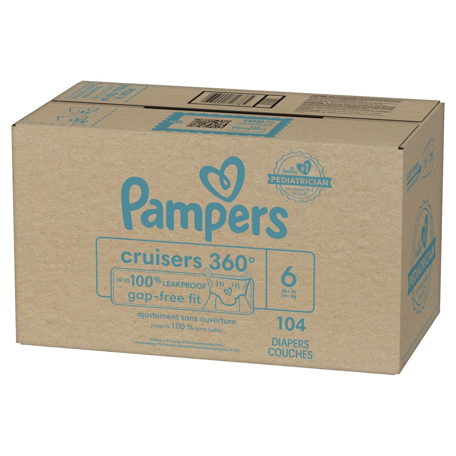 Pampers Cruisers 360 Pull-On Diapers, Size 6 (35+ lbs), Babyproof up to 100% leakproof diaper