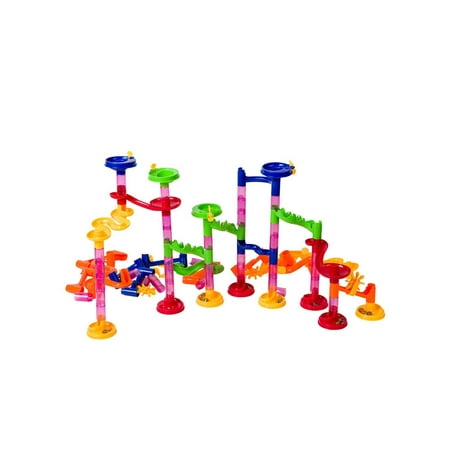 Marble Run Track Building Block Set 105 Pieces w/ Translucent Tubes & 30 Glass Marbles age