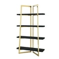 thumbnail image 6 of Inspired Home Kanani Etagere Stainless Steel Bookshelf/Bookcase 4 Shelves High Gloss Lacquer Finish, Black/Gold, 6 of 10
