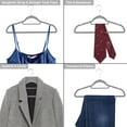 thumbnail image 5 of Velvet Hanger 30 Pack- Non Slip Dress Hanger with Accessory Bar Space Saving, Strong and Durable with 360 Degree Chrome Swivel Hook, Contoured Shoulder for Women Shirts Clothes Coat Suit Pants (Gray), 5 of 6