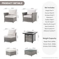 thumbnail image 2 of Vcatnet 7 Pieces Outdoor Patio Furniture Sectional Sofa All-weather Conversation Set with Fire Pit Table and Coffee Table for Porch, Backyard, Beige Stripe, 2 of 9