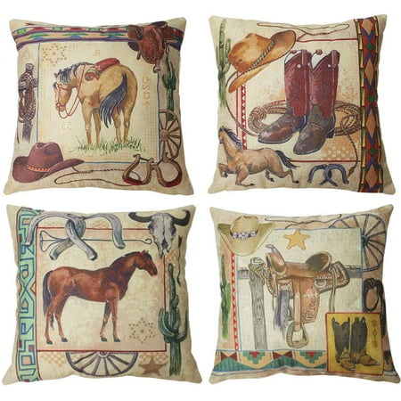 Tayyakoushi Vintage Western Cowboy Throw Pillow Covers Shell West