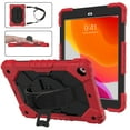 thumbnail image 2 of Universal Case Compatible with iPad 10.2 (8th/7th Generation) /iPad Air (3rd Generation) /iPad Pro (10.5 Inch) - Shockproof Rugged Case with Hand Strap Protective Kickstand Kids Cover (02 Red Black), 2 of 6
