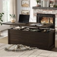 thumbnail image 3 of 47.3'' Lift Top Coffee Table Rectangle Farmhouse Coffee Table with Storage Rustic Center Table with Sliding Barn Doors for Living Room, Home, Dark Brown, 3 of 7
