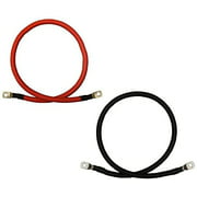 4 AWG Gauge Red + Black Pure Copper Battery Inverter Cables Solar, RV, Car, Boat 18 in 5/16 in Lugs