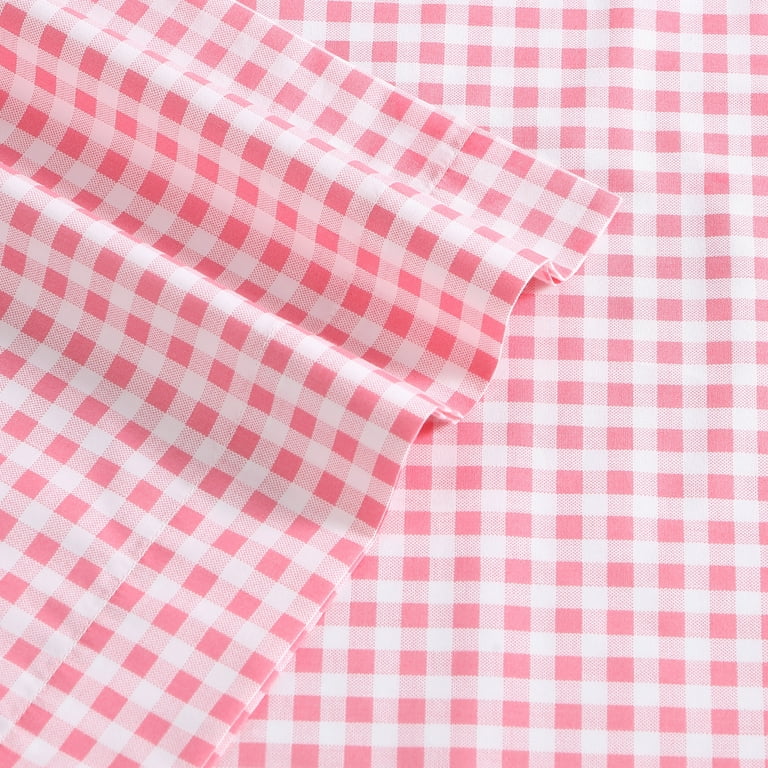 Poppy & Fritz Gingham Plaid Bright Pink Cotton Percale Full