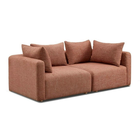 Pemberly Row Contemporary Sedona Red Textured Fabric Modular Loveseat