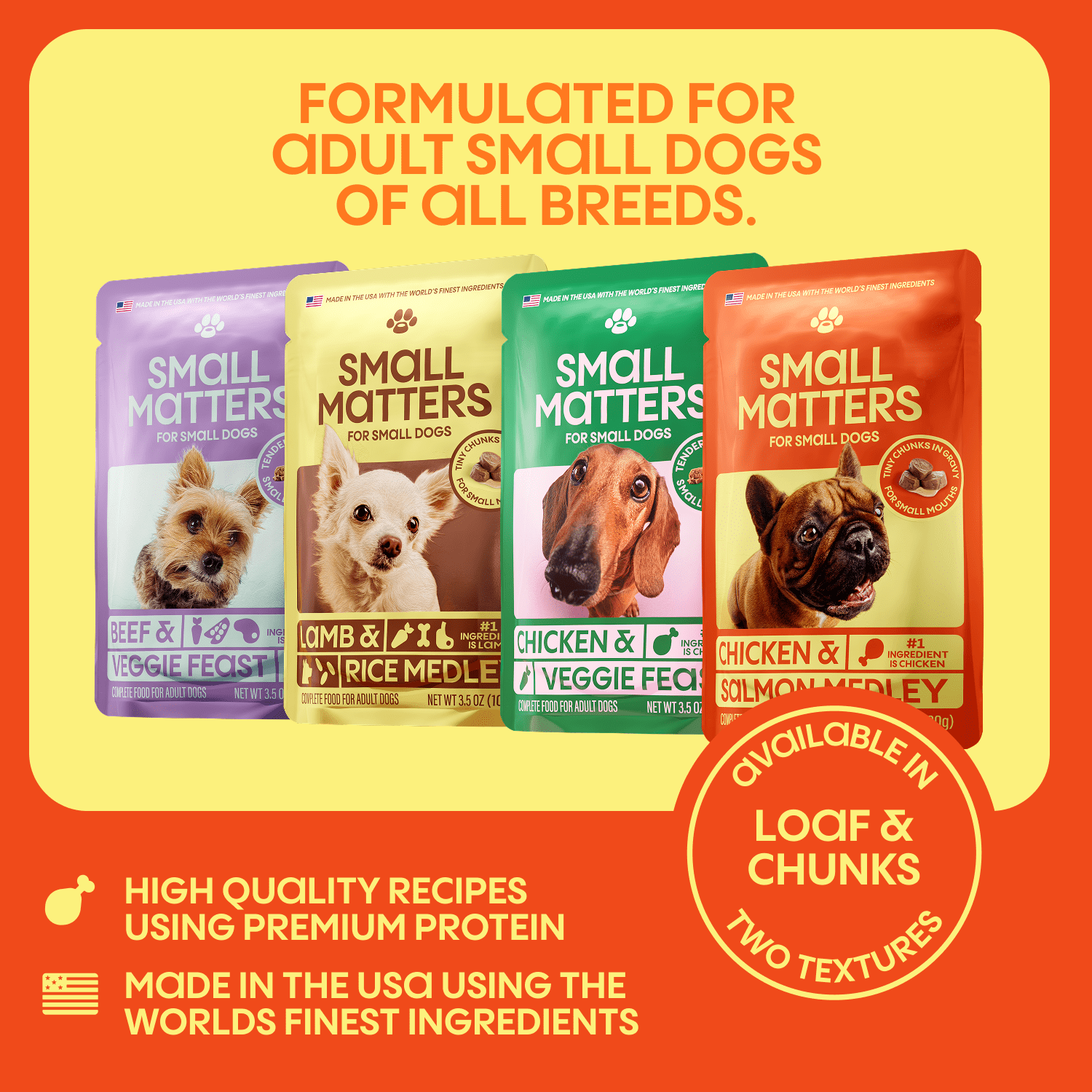 (24 pack) Small Matters Adult Dog Food for Small Dogs, Chicken & Salmon Medley Chunks in Gravy, 3.5oz Pouch
