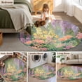 thumbnail image 5 of Round Rug 7Ft Washable Non-Slip, Spring Floral Circle Area Rugs for Living Room Bedroom, Forest Leaves Trees Blossom Oil Painting Indoor Floor Mats Carpet Runner for Home Decor Aesthetic, 5 of 8