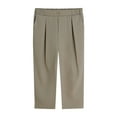 thumbnail image 2 of ZHOGXU Big Kids Girls Formal Pants Elastic Waist Wide Leg Straight Fit Solid Color Fashion Comfortable Trousers For Daily Wear Khaki 2-3 Years, 2 of 3