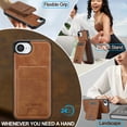 thumbnail image 6 of Allytechgroup Case for iPhone 16e, PU Leather 2 In 1 Wallet Stand Case with Detachable Card Holder Support Wireless Charging Shockproof Magnetic Back Cover for iPhone 16e, Brown, 6 of 11