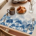 thumbnail image 3 of Navy Blue Forest Placemats Set of 6 Rustic Botanical Tree Scenery Beige Place Mats Indoor Wipeable Table Mats Washable Cloth Dining Table Placemats for Kitchen Holiday Party Home Decor 13x19 Inch, 3 of 9