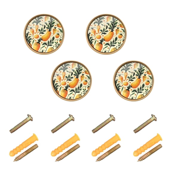Kitchen Cabinet Knobs Cabinet Handles 1.25 inch Diameter Zinc Alloy Parsnip Folk Art 4 Pack