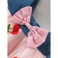thumbnail image 4 of Arvbitana Baby Girls Tulle Princess Dress Sleeveless Square Neck Denim Ruffles Cherry Embroidery Patchwork Mesh Dresses with Bowknot Cute Infant Clothes 9-24M, 4 of 9