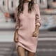 thumbnail image 2 of Vestidos de suéter Prolriy para mujer 2024, moda otoño invierno, manga larga, cuello alto, color sólido, vestido de suéter informal, vestido de suéter para mujer, vestido de suéter para mujer, rosa L, 2 of 5