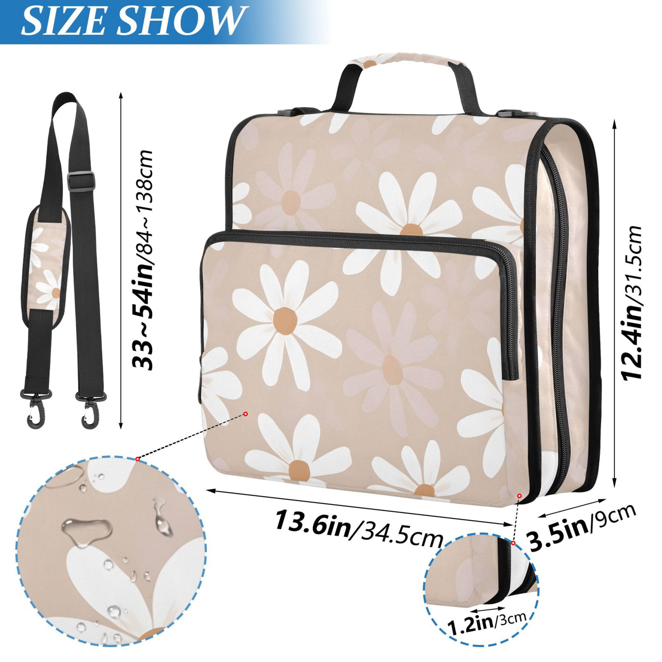 ALAZA Zipper Binder Flower Pattern 3 Ring Trapper Keeper File Folder Organizer Bag