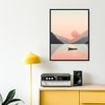 thumbnail image 3 of Moonow7 Asian Sunset Lake Wall Art Poster, Serene Landscape Print with Boat & Mountain Reflection for Bedroom, Living Room, Office, Entryway, Tranquil Nature Decor, Unframed Size 40x50 cm / 16x20″, 3 of 13