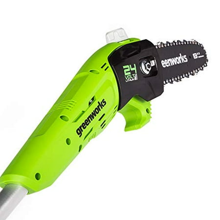 Greenworks - 24-Volt 8-Inch Cordless Pole Saw (1 x 2.0Ah Battery and 1 x Charger) - Black/Green