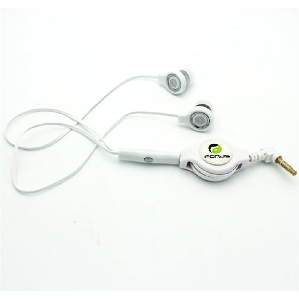 Retractable Headset Handsfree Earphones Mic Earbuds Headphones In-Ear Wired [3.5mm] [White] BYY for ZTE Overture 2, Prestige 2 (N9136), Sonata 2, Warp 7, ZMax Champ - image 5 of 6