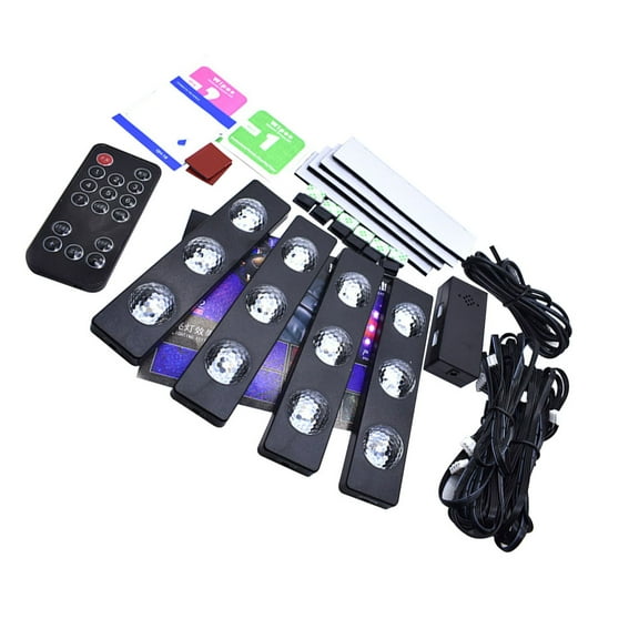 WHAMVOX Car Interior Atmosphere Lights Sound Control Colorful LED Light Black 3 2W for Car Use