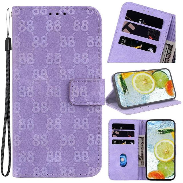 Funda de teléfono para Motorola Edge 30 Neo con doble relieve 8, tarjetero y función atril de piel sintética.