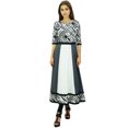 thumbnail image 2 of Phagun Ethnic Cotton Printed Designer Kurta Gray Anarkali Tunic Kurti Dress-4, 2 of 4