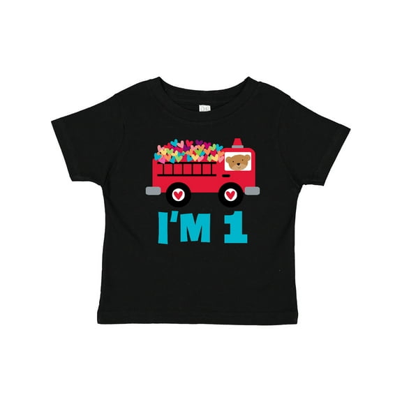 Inktastic 1st Birthday Fire Truck Boys or Girls Baby T-Shirt