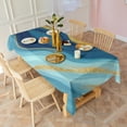 thumbnail image 3 of Blue Marble Gold Wave Pattern Rectangle Tablecloth 60"x102",Waterproof Polyester Rectangle Table Cloth, Wipeable Spillproof Polyester Tablecloth for Dining, Camping, Indoor and Outdoor, 3 of 6